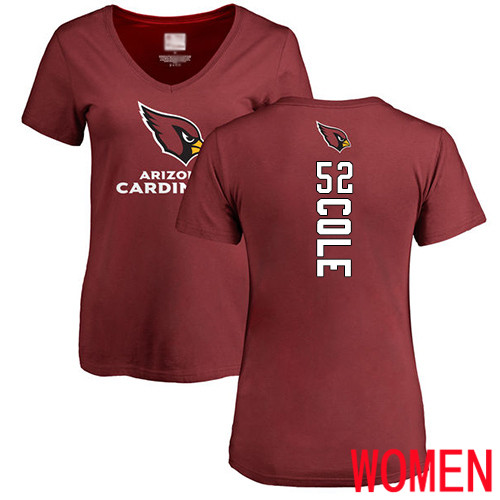 Arizona Cardinals Maroon Women Mason Cole Backer NFL Football #52 T Shirt
